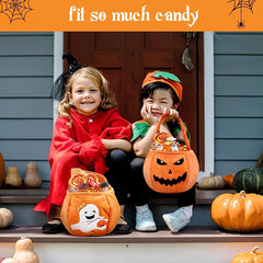 Halloween Candy Bag Plush Trick Or Treat Bucket Pumpkin Tote Bag