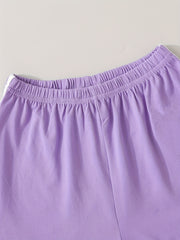 Girls Cake Cat Graphic Elastic Waist Casual Sports Track Shorts