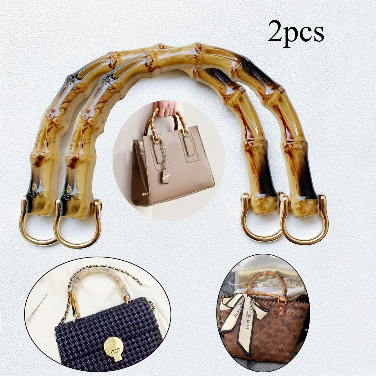 Faux Bamboo U Shape Handle For Handbag Vintage DIY Accessories