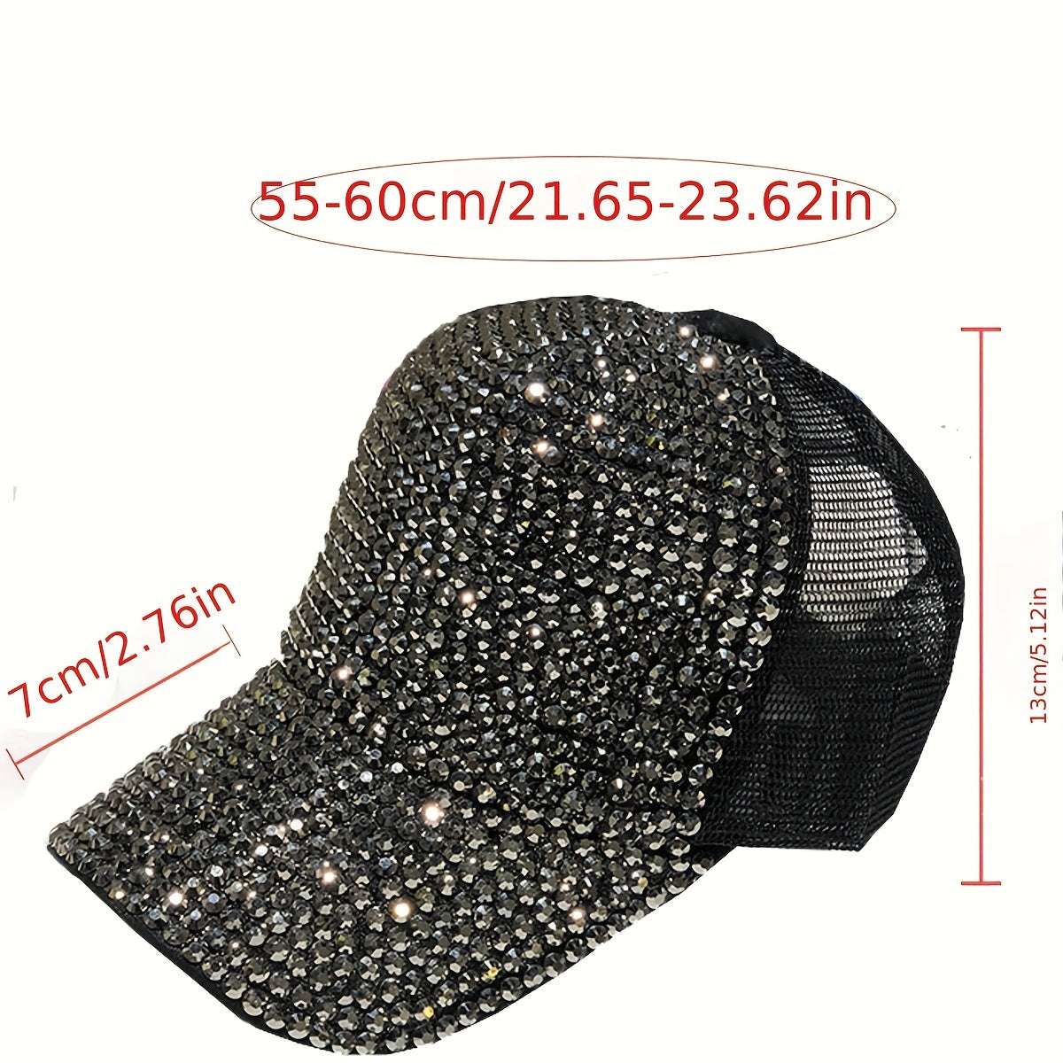 Rhinestone Sparkly Trucker Hat Breathable Baseball Cap For Women