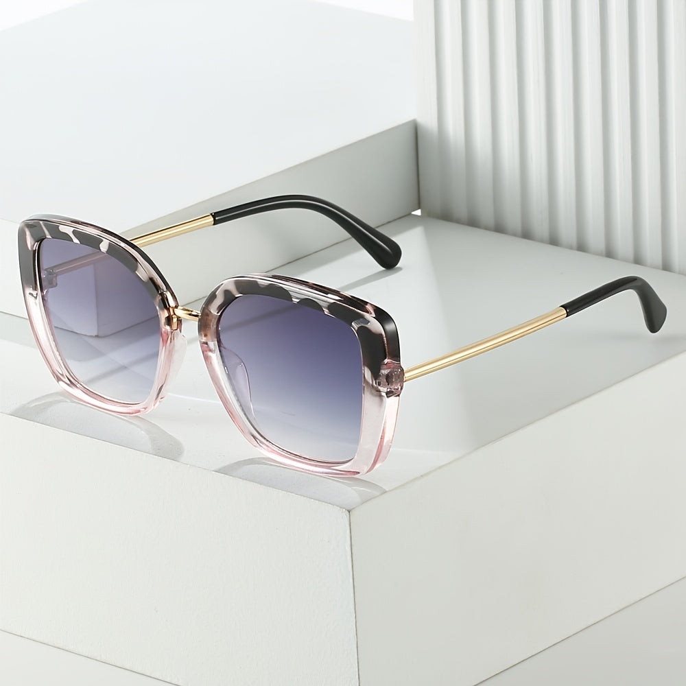 Leopard Square Sunglasses Vintage Eyewear Y2K Metal Driving Eyeglasses