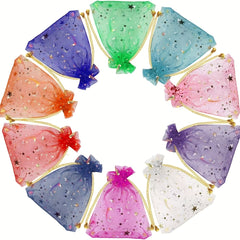 100pcs Moon Star Organza Gift Bags for Wedding Party