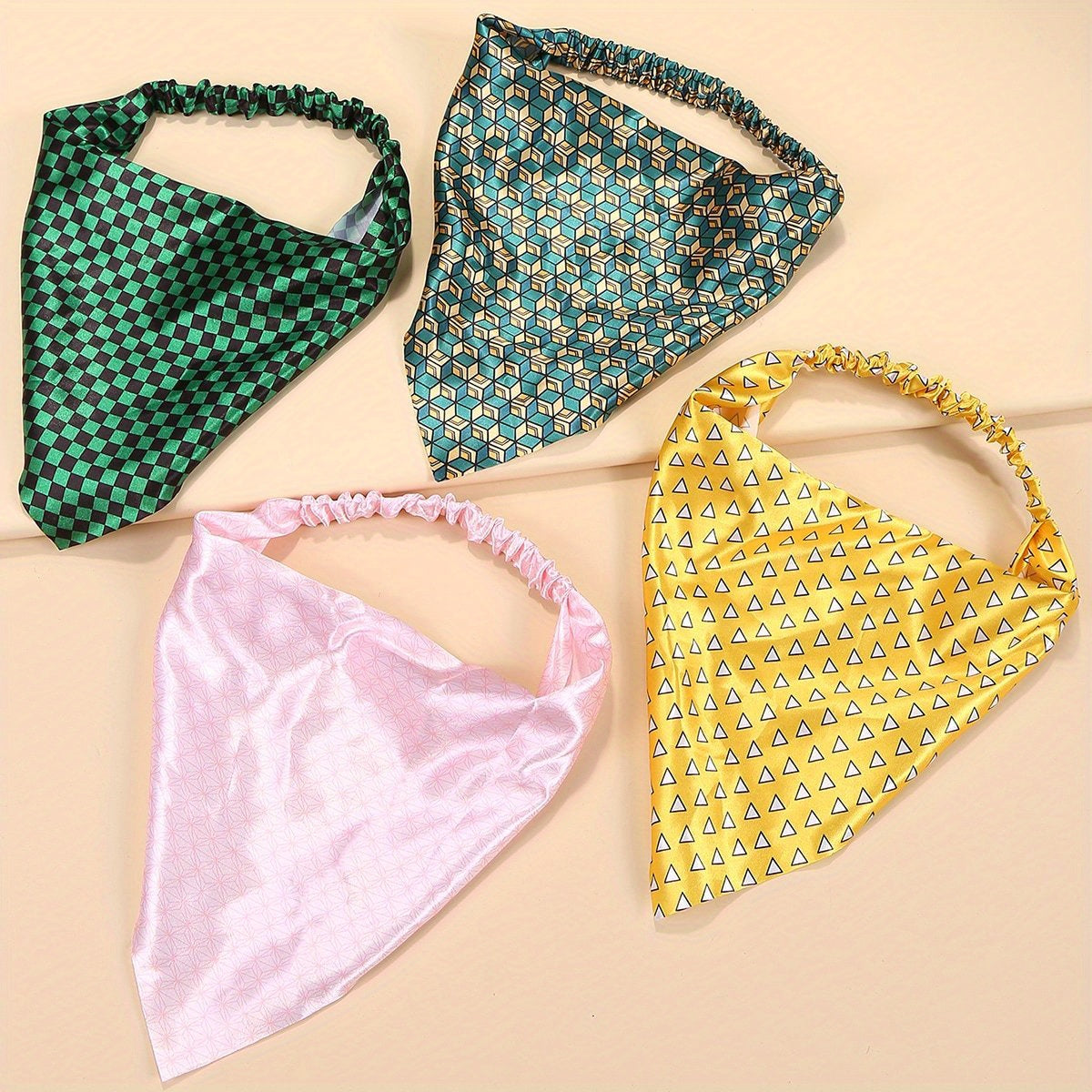 Anime Series Headband Triangle Scarf Elastic Turban Geometric Print Bandana