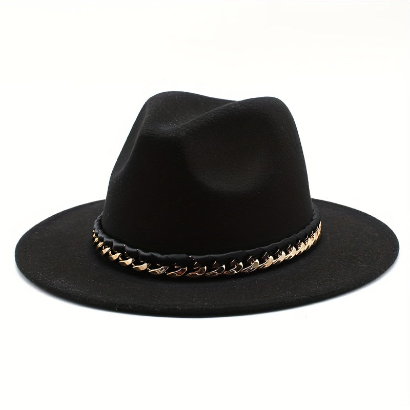 Men's Woolen Jazz Hat British Style Autumn Winter Large Brim Top Hat