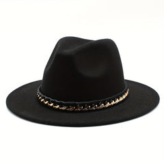 Men's Woolen Jazz Hat British Style Autumn Winter Large Brim Top Hat