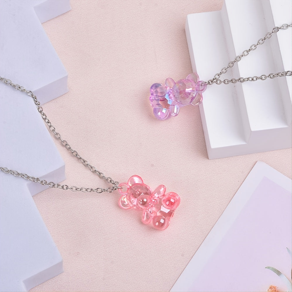 3pcs Acrylic Bear Sweater Chain Necklace