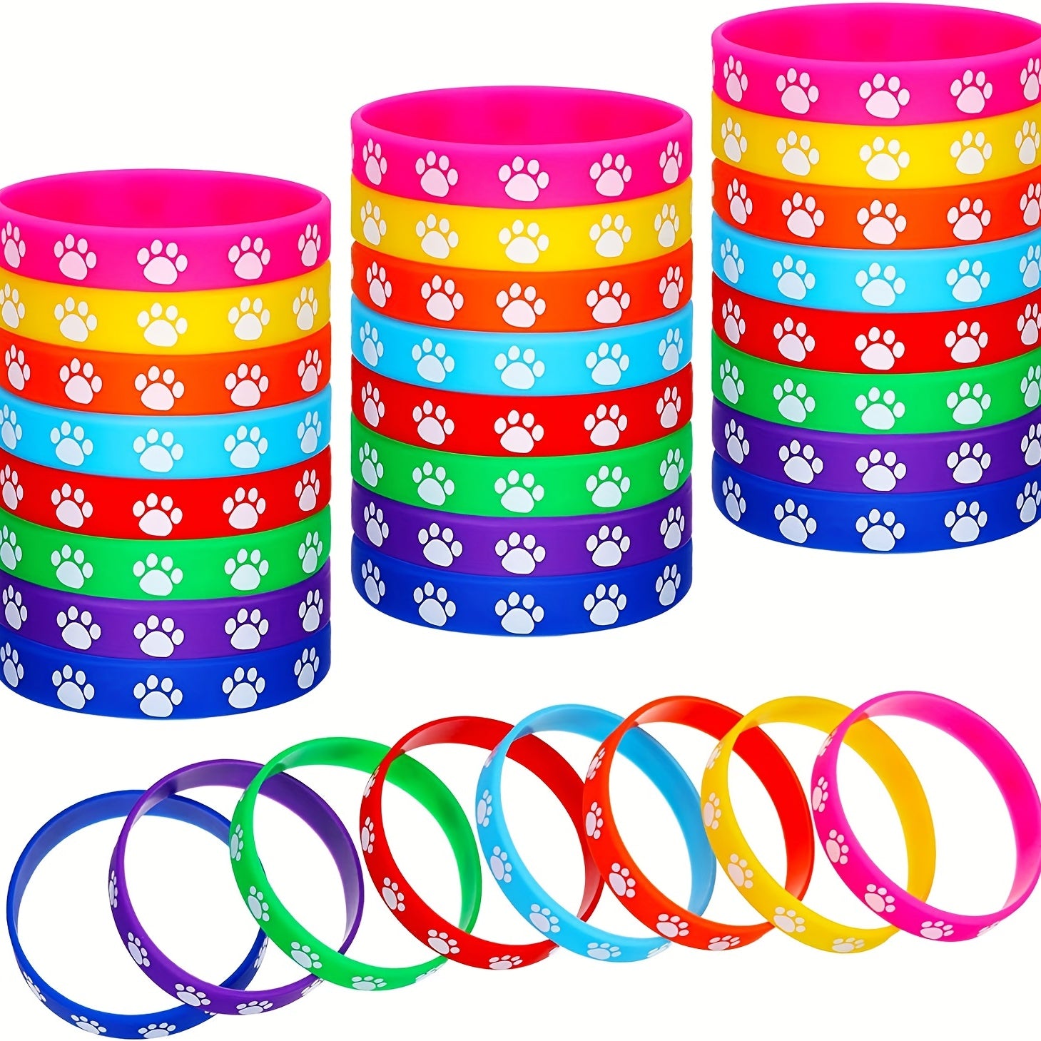 8pcs Colorful Silicone Bracelet Stretch Wristband Waterproof Wrist Band