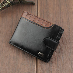 Men's Crocodile Style PU Leather Wallet With Zipper Card Slots