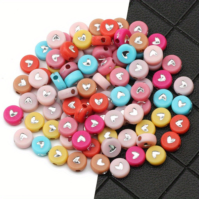 100pcs Mixed Acrylic Heart Letter Beads for DIY Jewelry Making