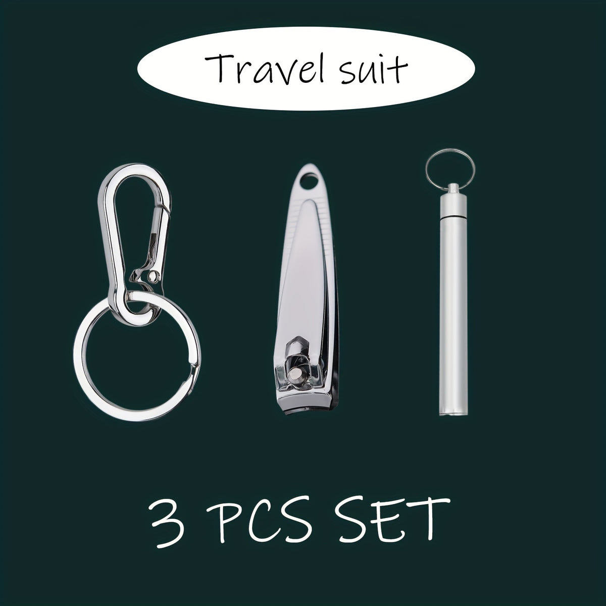 3pcs Nail Clippers Ear Spoon Keychain Set for Outdoor Travel