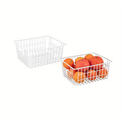 2pcs Metal Wire Baskets for Pantry Organization with Handle