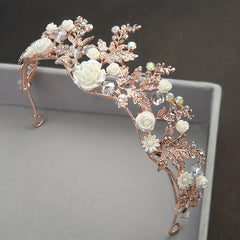 Crystal Floral Headband Princess Crown Hair Accessories for Women