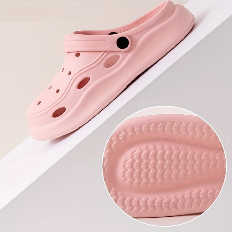 Women's Platform Clogs Solid Hollow Out Slide Shoes Outdoor Sandals