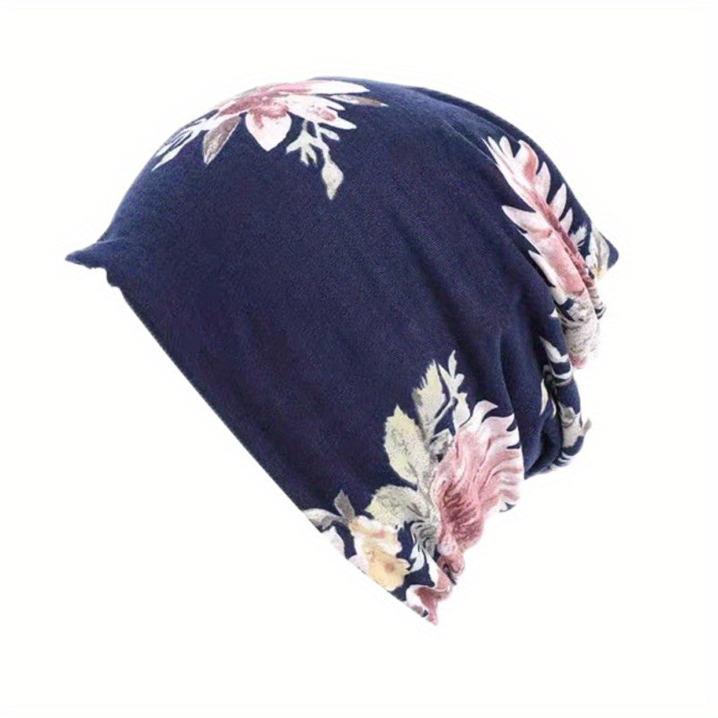 Flower Print Beanie Lightweight Skull Hat Chemo Cap Turban Hats