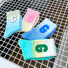 Gradient Ribbed Mid Tube Socks Women's Stockings