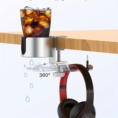 Desk Cup Holder Clamp & Headphone Hanger - Anti-Spill Coffee Holder