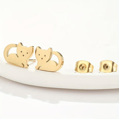 2pcs Men's Stainless Steel Cat Earrings