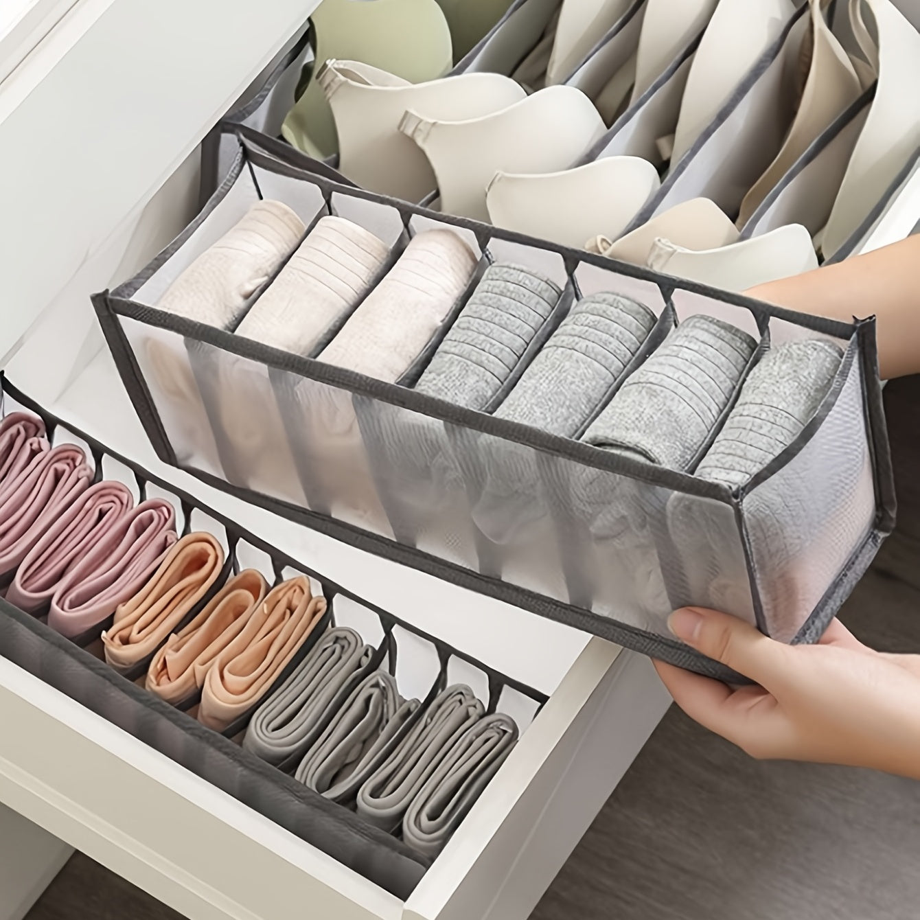 3pcs Fabric Underwear Storage Boxes Clothes Organizer Drawers