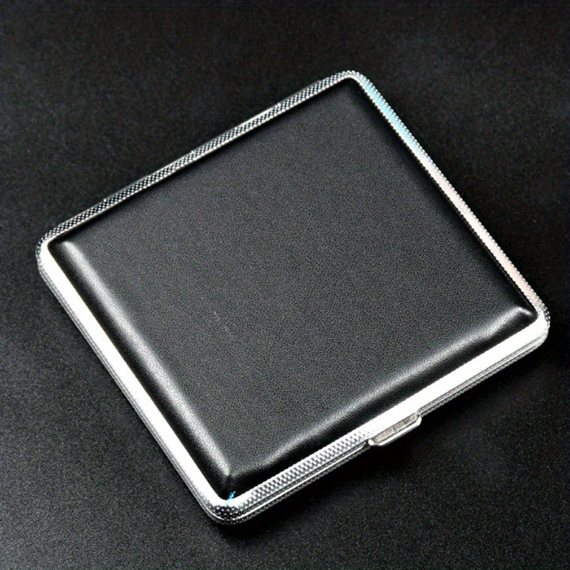 Leather Cigarette Pack 20 Split Tight Band Men's Storage Box