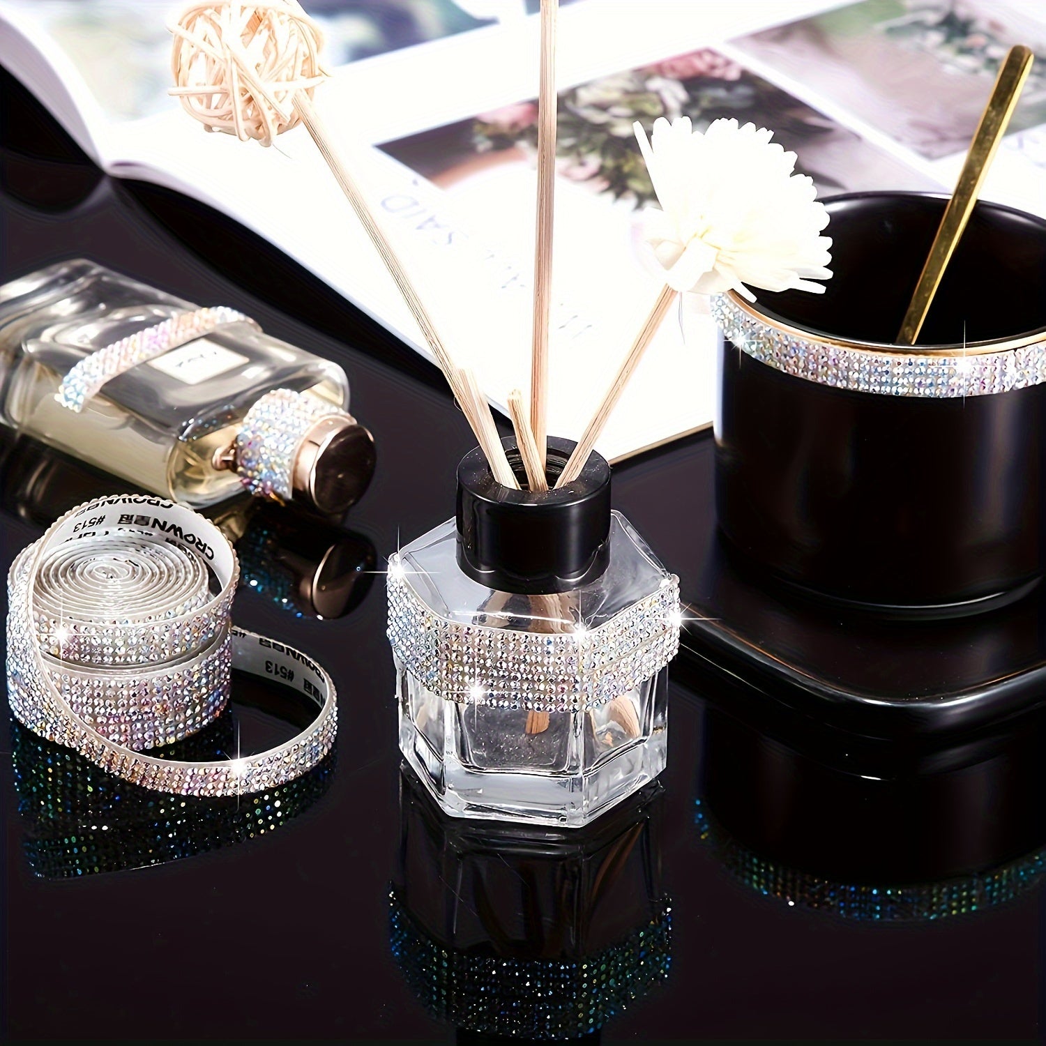 91m Rhinestone Glitter Ribbon for Craft Art Wedding Cake Decoration