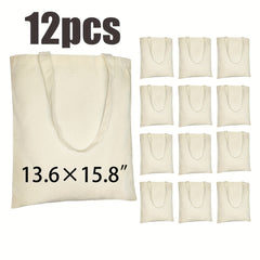 12 Pack Large Canvas Tote Bags for DIY Projects, Shopping, Gifts