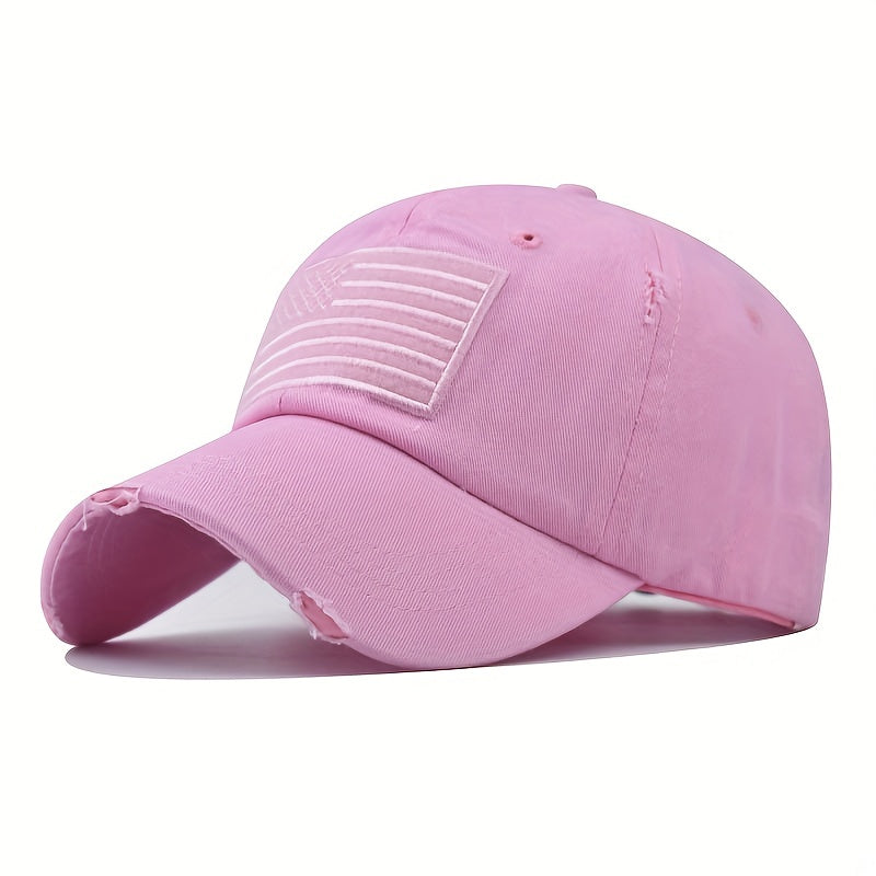 Ripped Sunshade National Flag Embroidery Baseball Cap