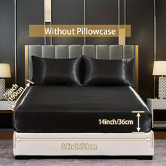 Soft Silky Satin Fitted Sheet for Bedroom, No Pillowcase