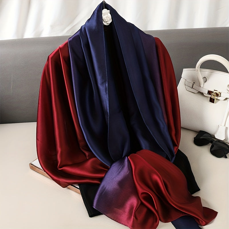 Vintage Gradient Silk Scarf Classic Windproof Wraps for Women