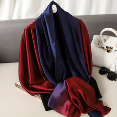 Vintage Gradient Silk Scarf Classic Windproof Wraps for Women