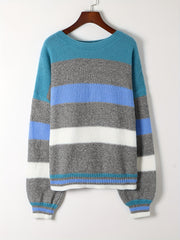  Colorblock Round Neck Sweater
