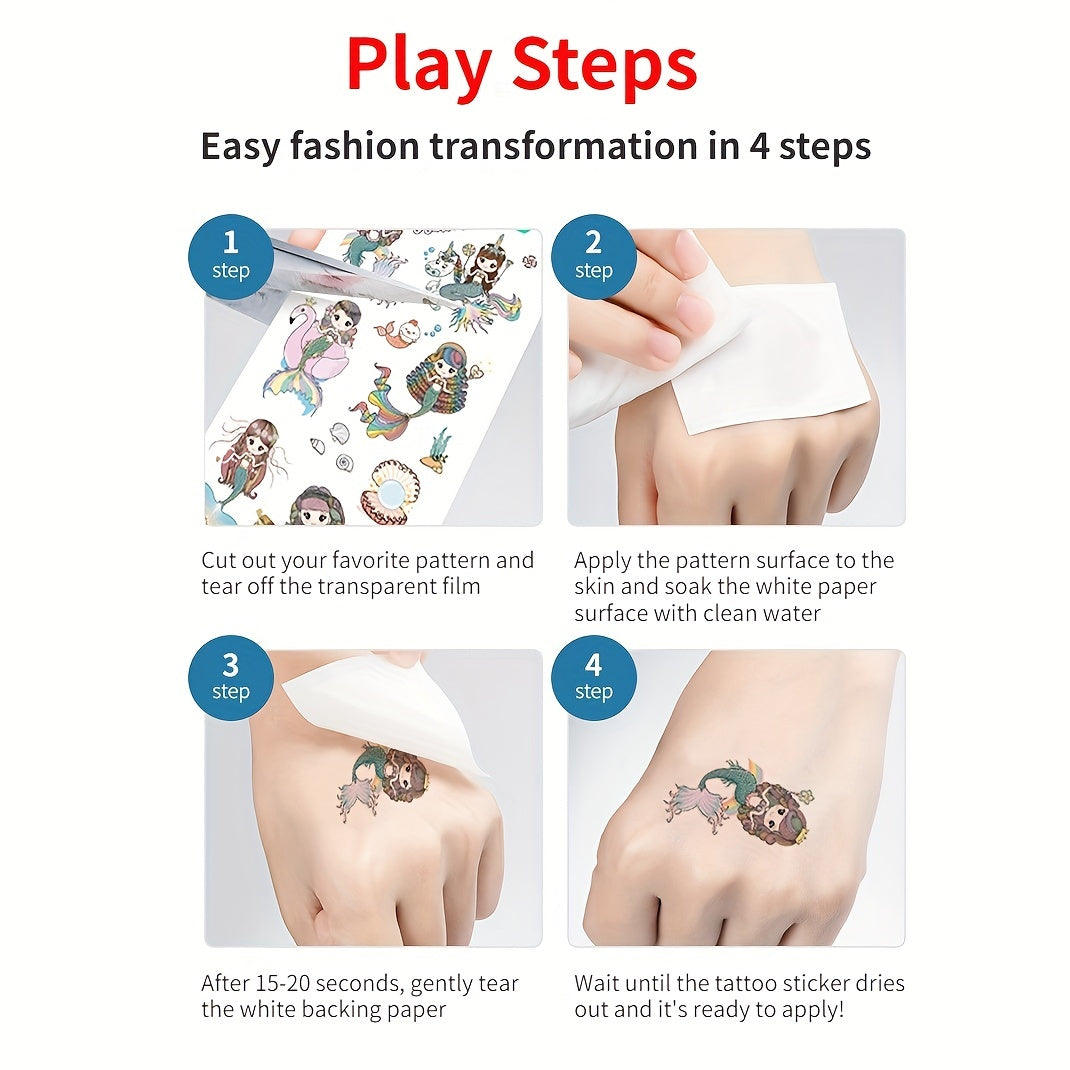 10 Cartoon Tattoo Stickers Waterproof Pirate Theme Fun Party Supplies