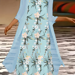  Floral Tank Dress & Cardigan Set