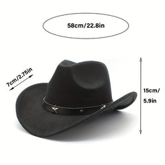 Men's Punk Style Cowboy Hat Five pointed Star British Jazz Wide Brim Hat