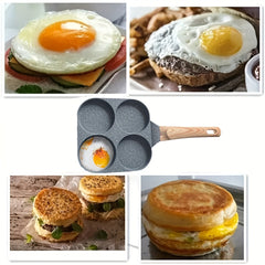 4-Hole Non-Stick Fried Egg Pan with Wooden Handle