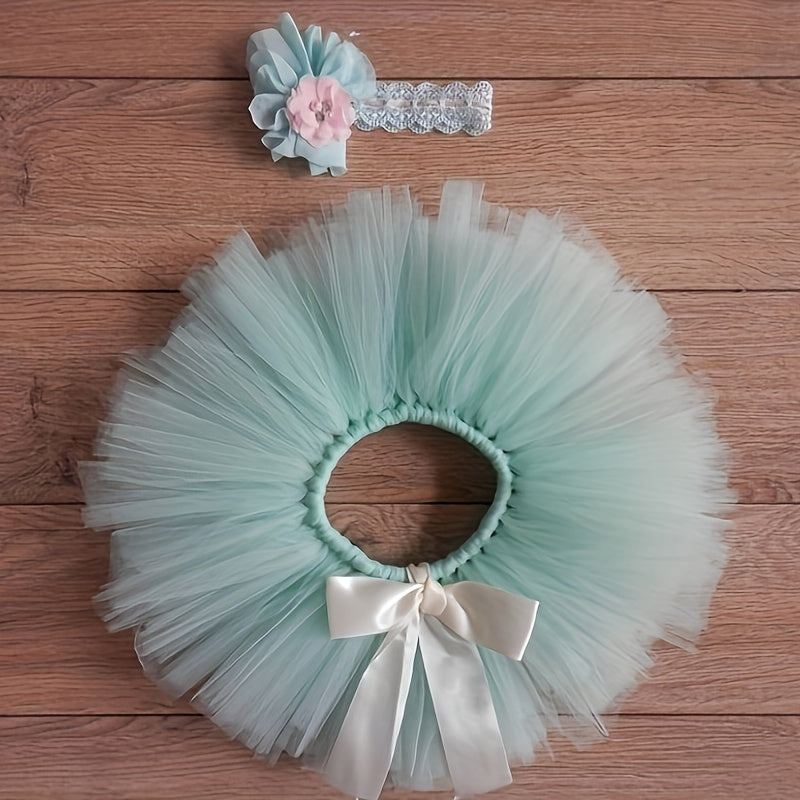 Baby Photography Props Flower Tutu Princess Skirt Headband Suit