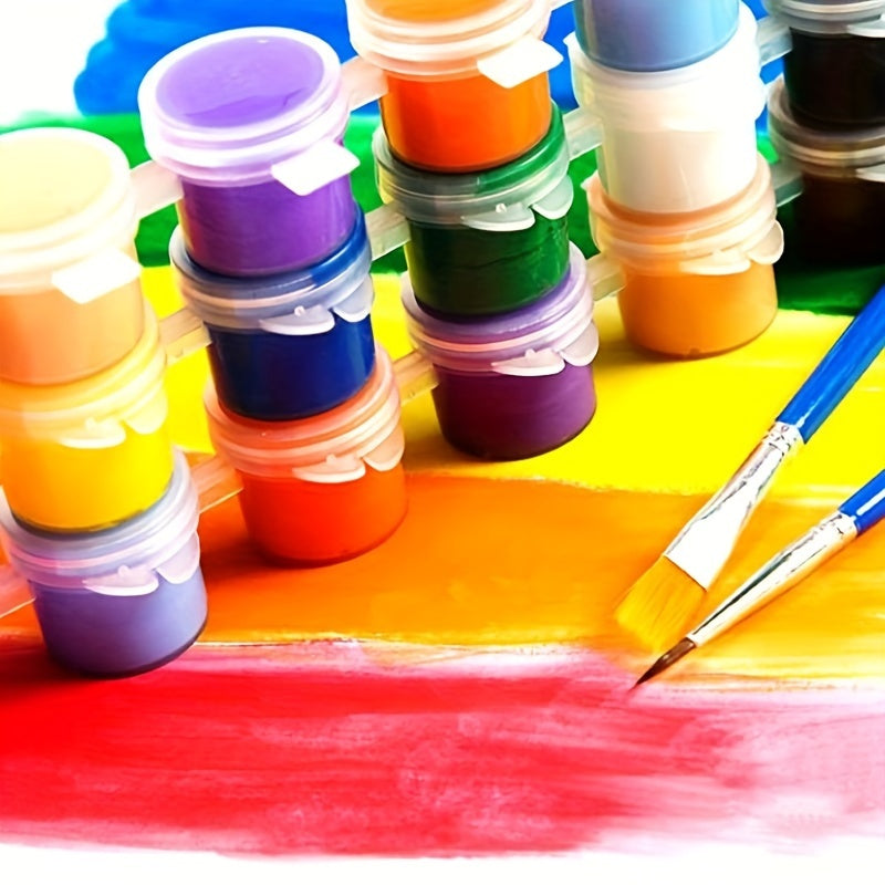 12 Acrylic Paint Set & Brushes DIY Art Kit for Halloween Christmas
