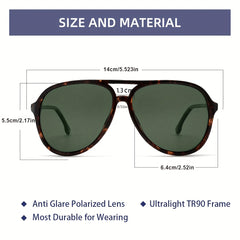 Oversized Polarized Aviator Sunglasses For Men UV Protection Green Lenses