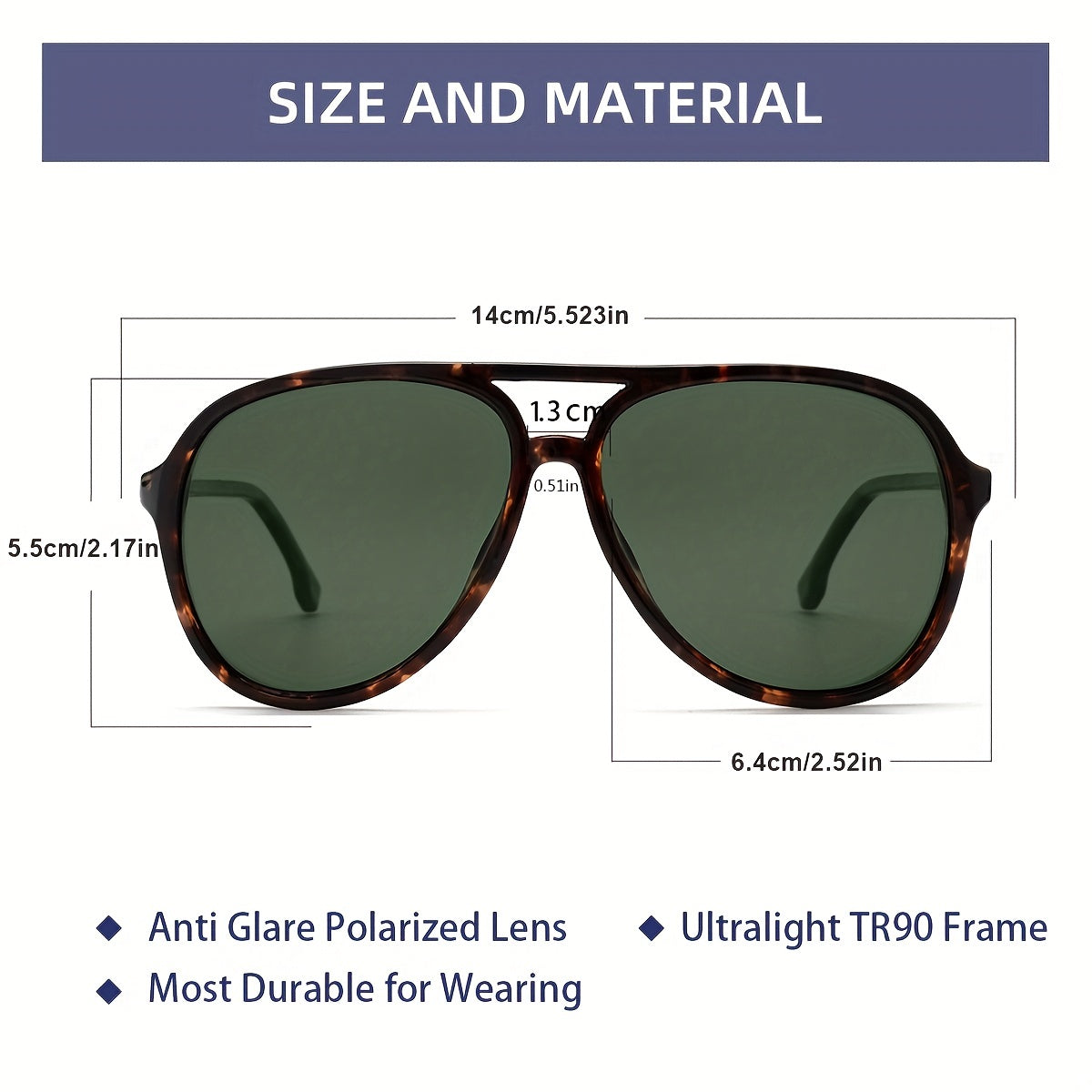 Men's Polarized Aviator Sunglasses UV Protection For Outdoors