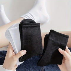 10 Pairs Solid Socks Comfy & Breathable Women's Stockings & Hosiery