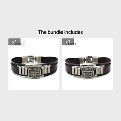 US 66 Road Bangle Leather Bracelet Men