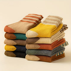 10 Pairs Striped Colorblock Socks Cozy Mid Tube Women's Stockings