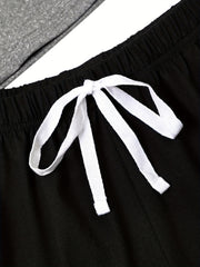 Letter Print Lounge Set Short Sleeve Top & Shorts