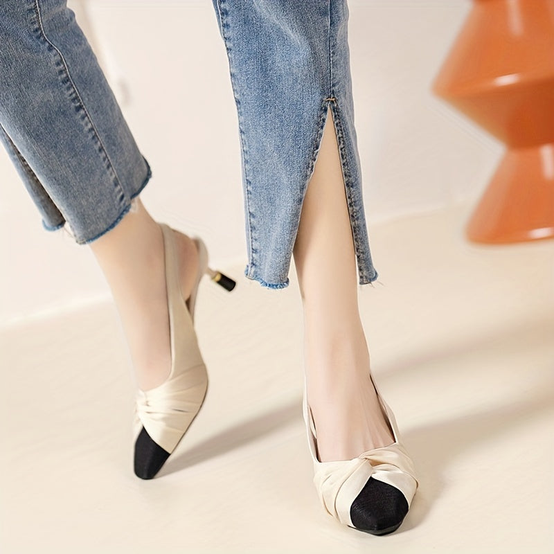 Women's Pleated Low Heels Slingback Pumps