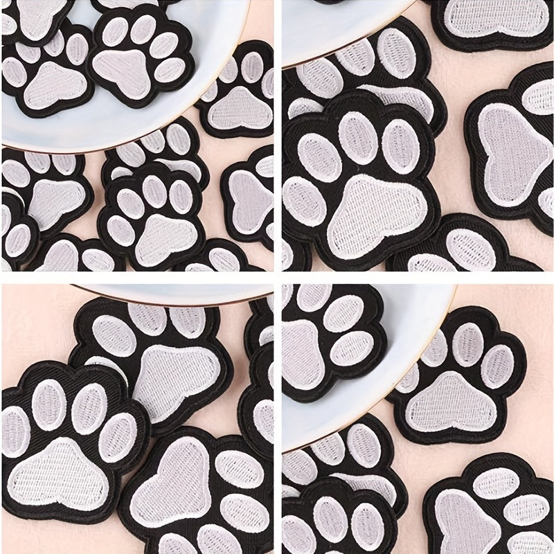 10pcs Cartoon Puppy Paw Prints Embroidery Patches Iron On / Sew On For Jackets