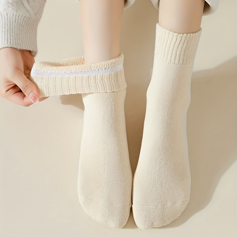 4 Pairs Solid Socks Comfy Breathable All match Women's Stockings