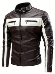 Men's Spring And Autumn Warm Faux Leather Jacket Coat