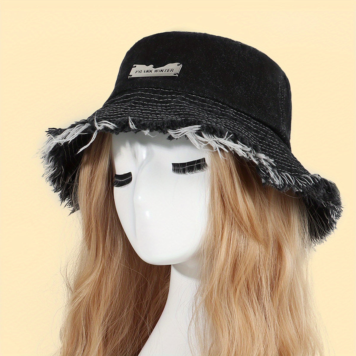 Vintage Denim Tassel Bucket Hat Sun Protection Cap