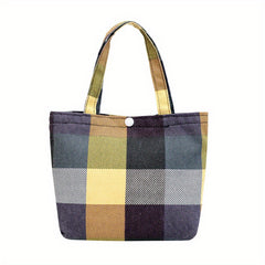 Colorblock Plaid Pattern Shoulder Bag All Match Storage Bag Lightweight