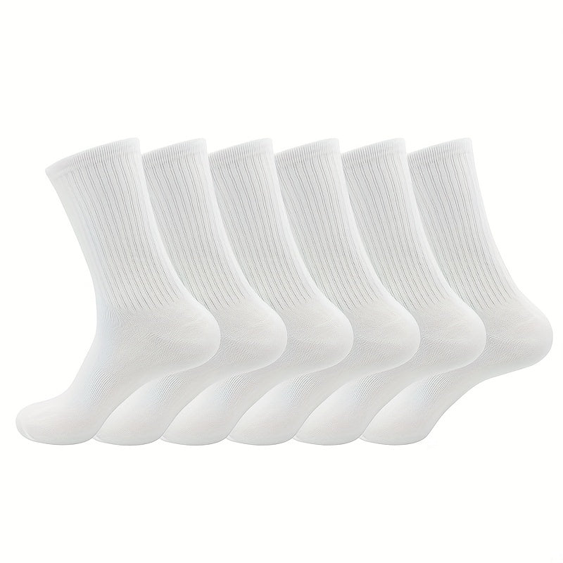 6 Pairs Cotton Mid-Calf Socks for Men and Women