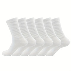 6 Pairs Cotton Mid-Calf Socks for Men and Women